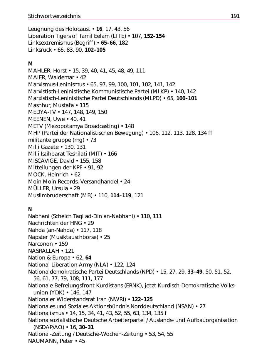 Seite 193 des Verfassungsschutzbericht 2002 Niedersachsen