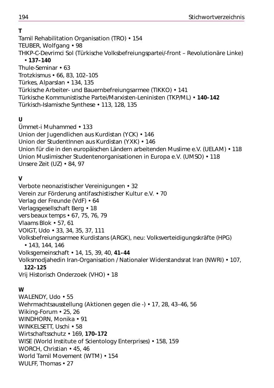Seite 196 des Verfassungsschutzbericht 2002 Niedersachsen