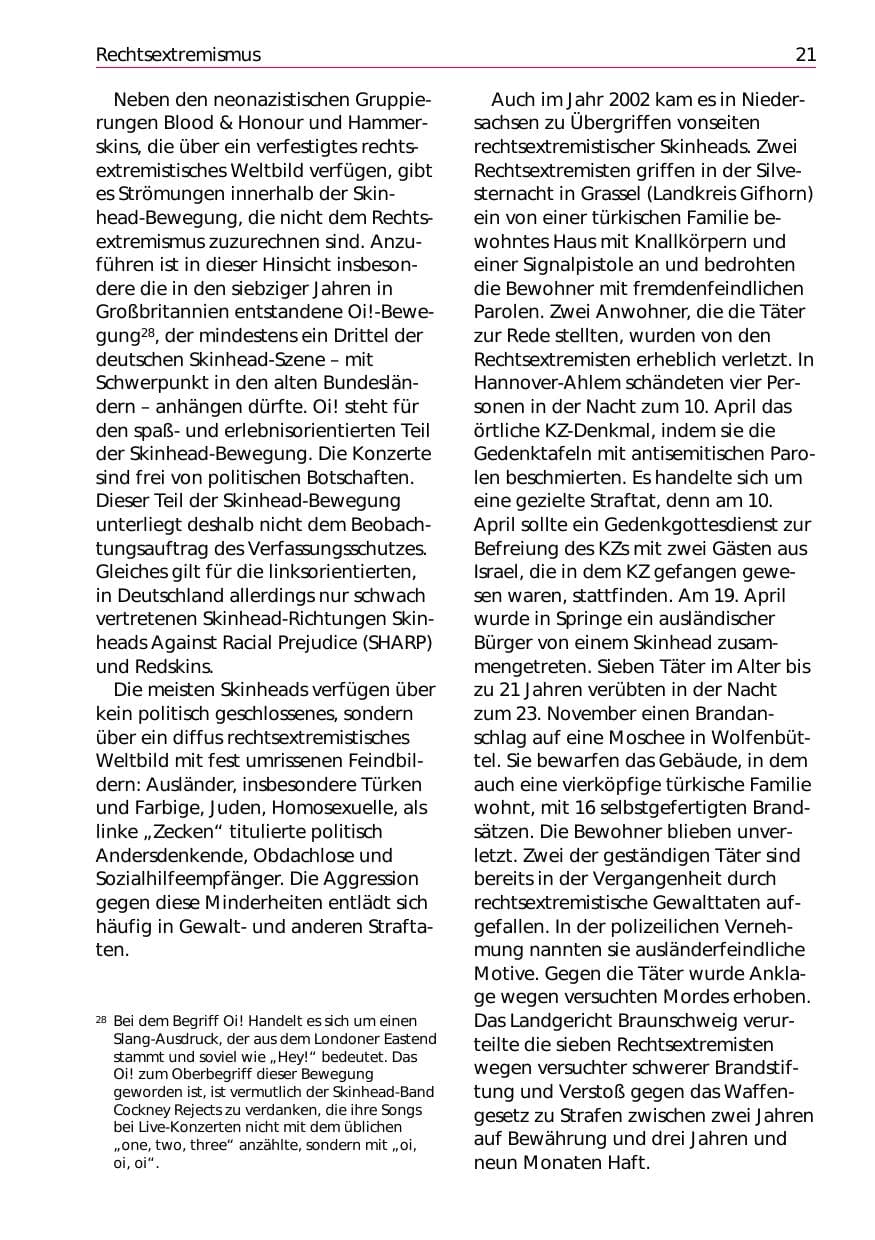 Seite 23 des Verfassungsschutzbericht 2002 Niedersachsen
