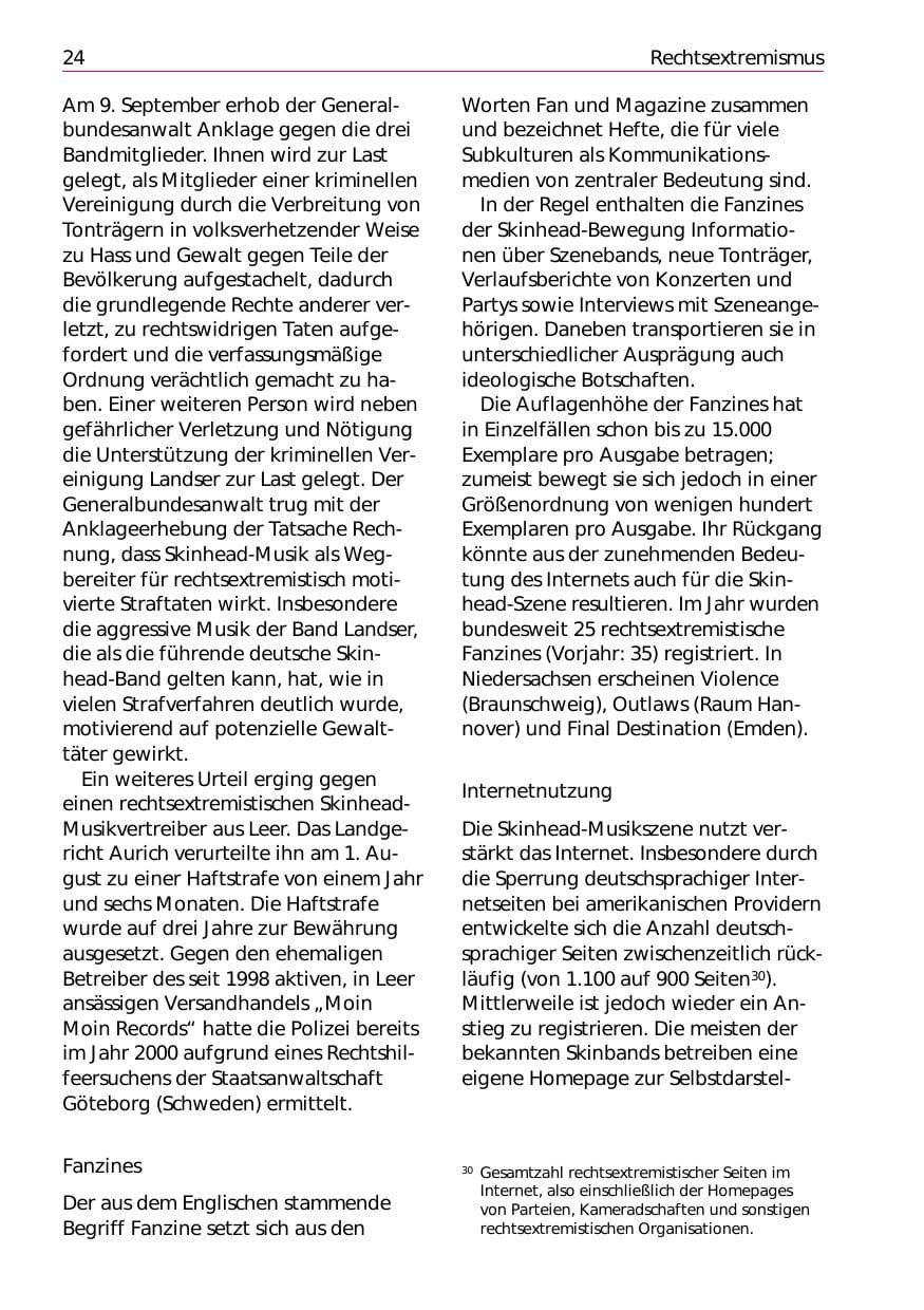 Seite 26 des Verfassungsschutzbericht 2002 Niedersachsen