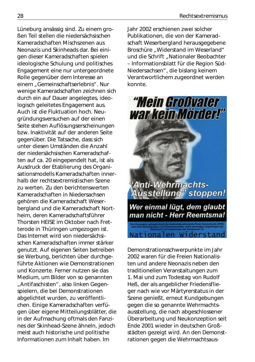 Seite 30 des Verfassungsschutzbericht 2002 Niedersachsen
