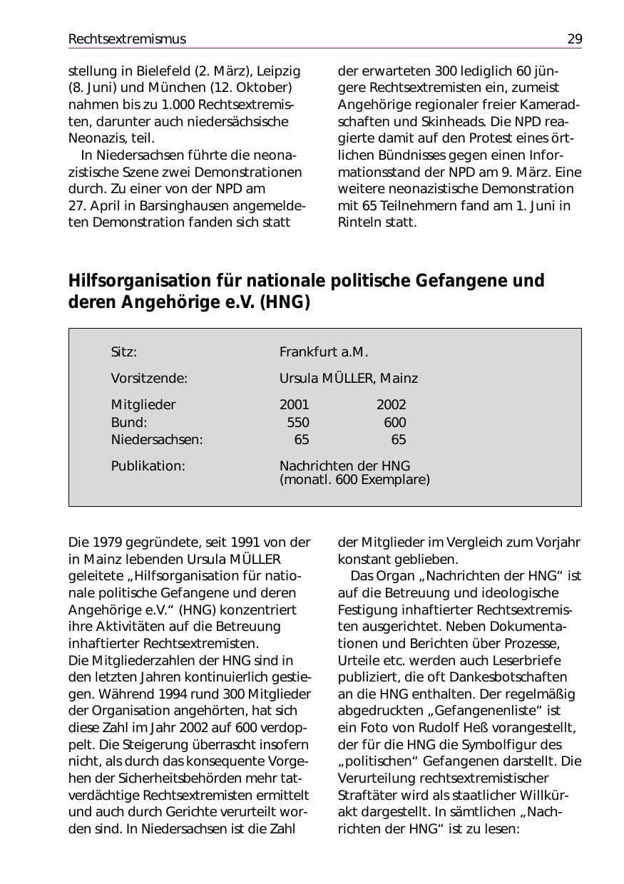 Seite 31 des Verfassungsschutzbericht 2002 Niedersachsen