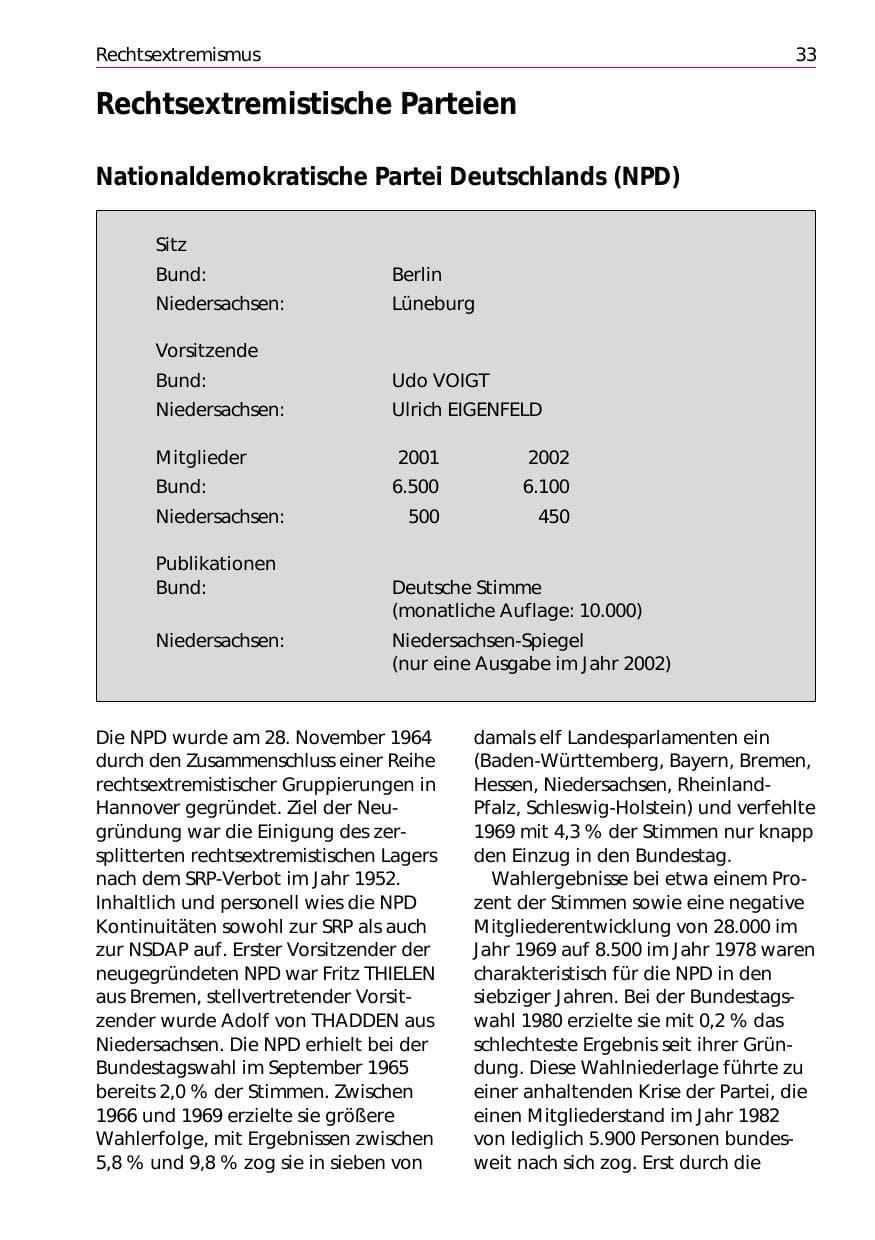 Seite 35 des Verfassungsschutzbericht 2002 Niedersachsen