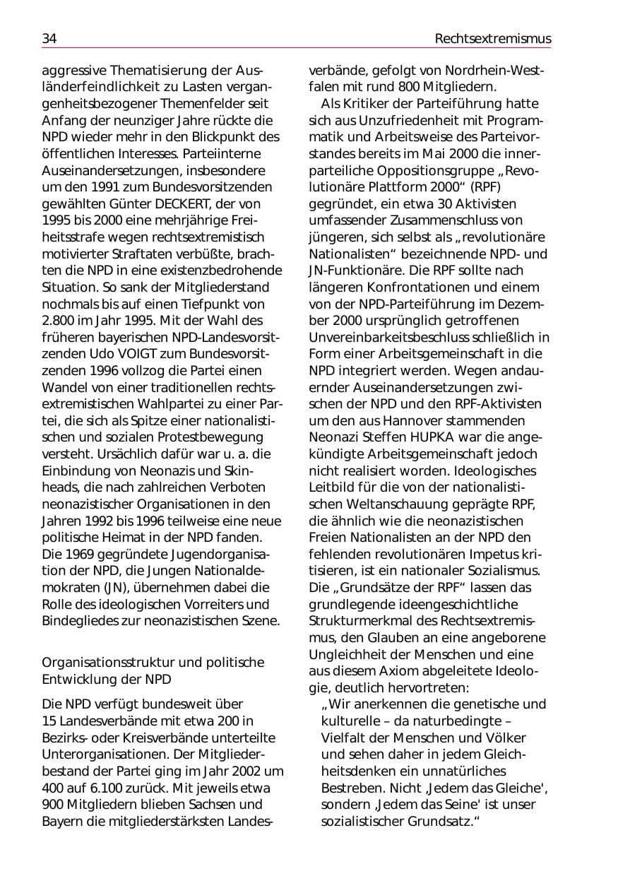 Seite 36 des Verfassungsschutzbericht 2002 Niedersachsen