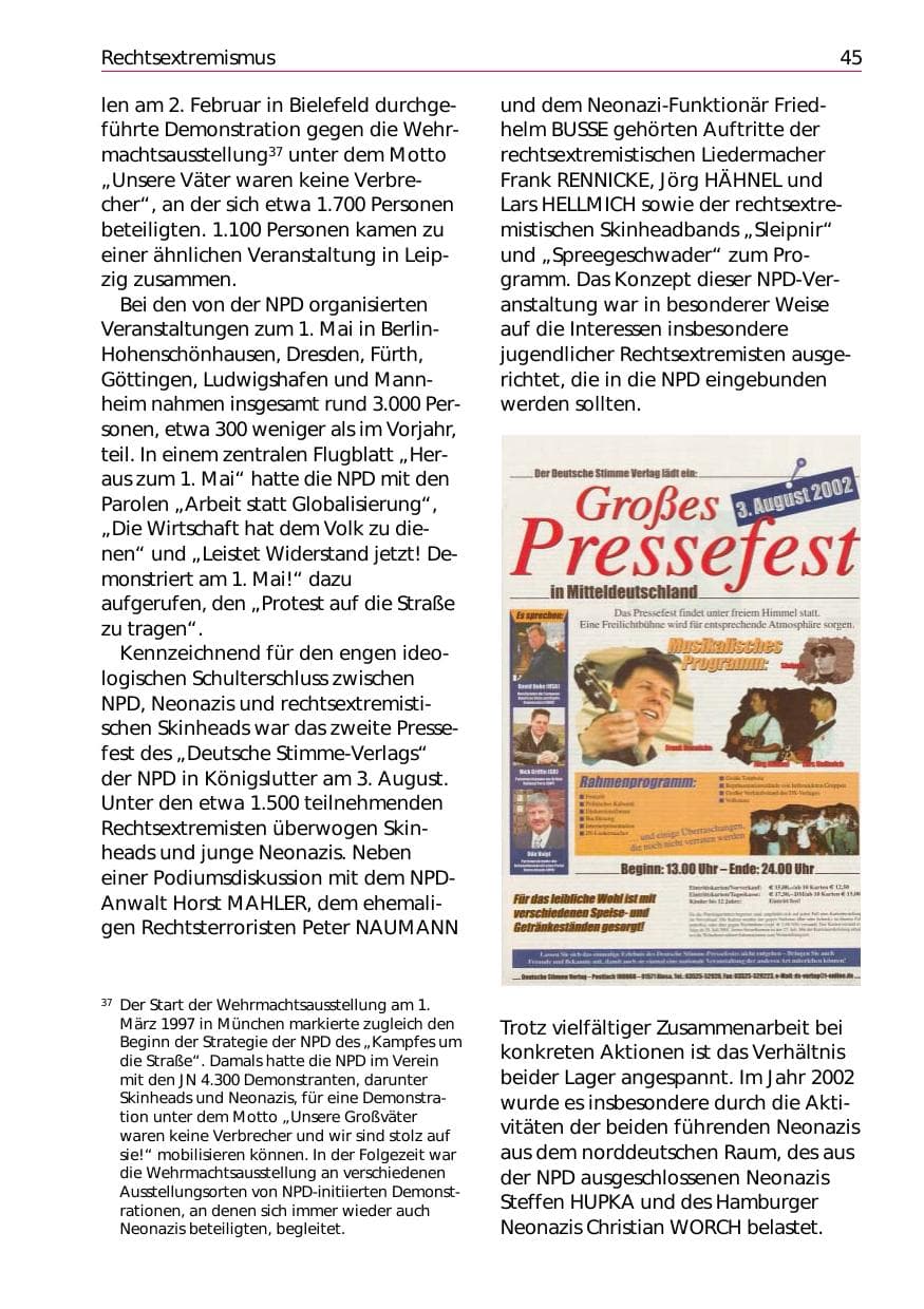 Seite 47 des Verfassungsschutzbericht 2002 Niedersachsen