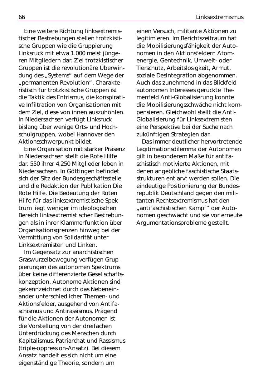 Seite 68 des Verfassungsschutzbericht 2002 Niedersachsen