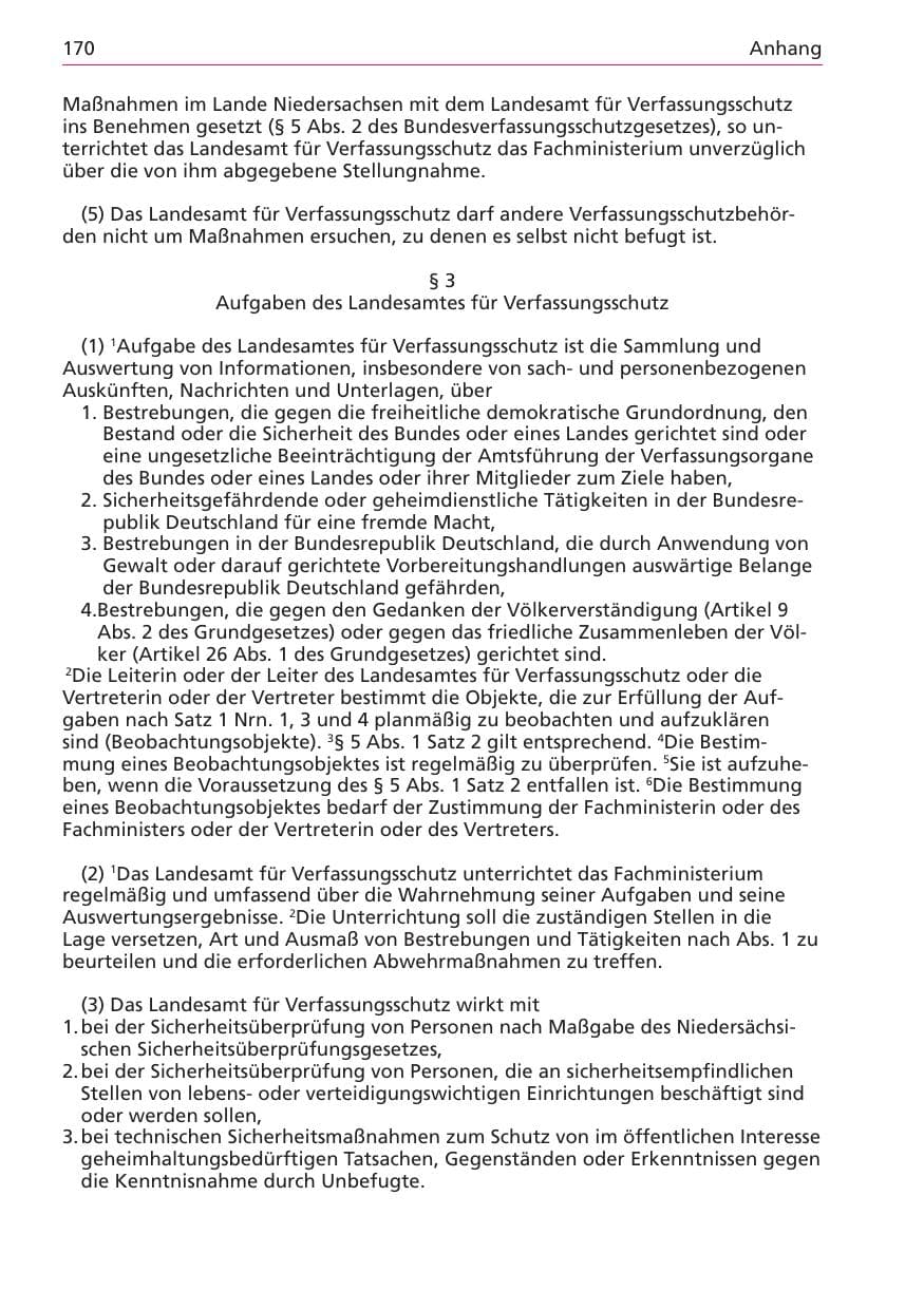 Seite 170 des Verfassungsschutzbericht 2003 Niedersachsen