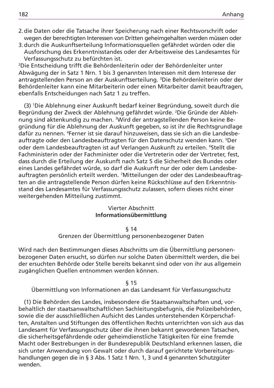 Seite 182 des Verfassungsschutzbericht 2003 Niedersachsen