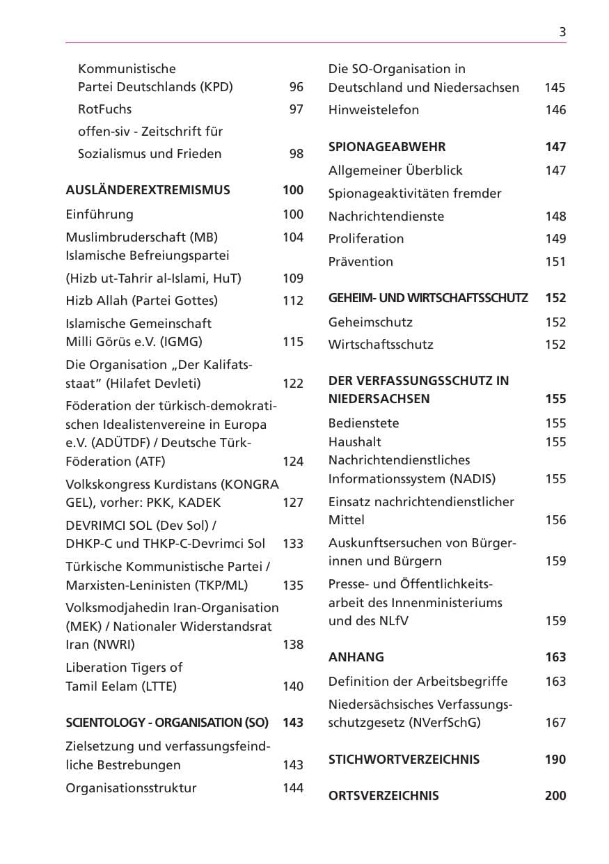 Seite 3 des Verfassungsschutzbericht 2003 Niedersachsen