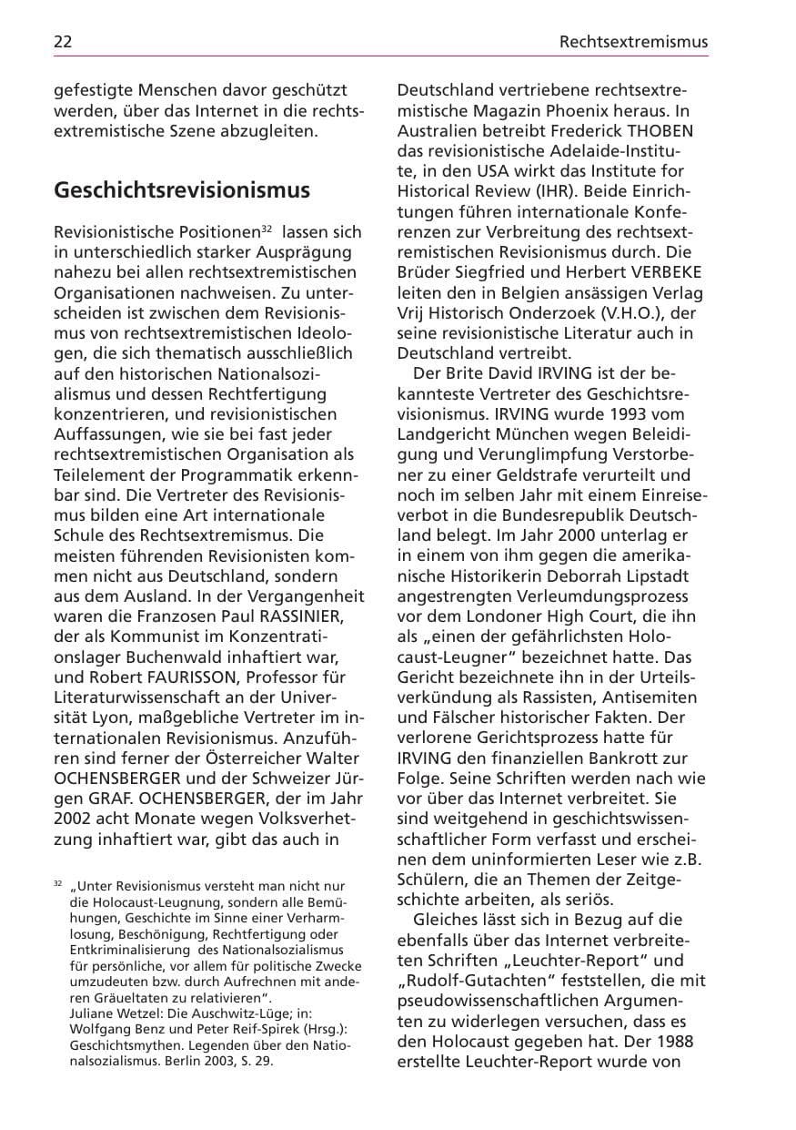 Seite 22 des Verfassungsschutzbericht 2003 Niedersachsen