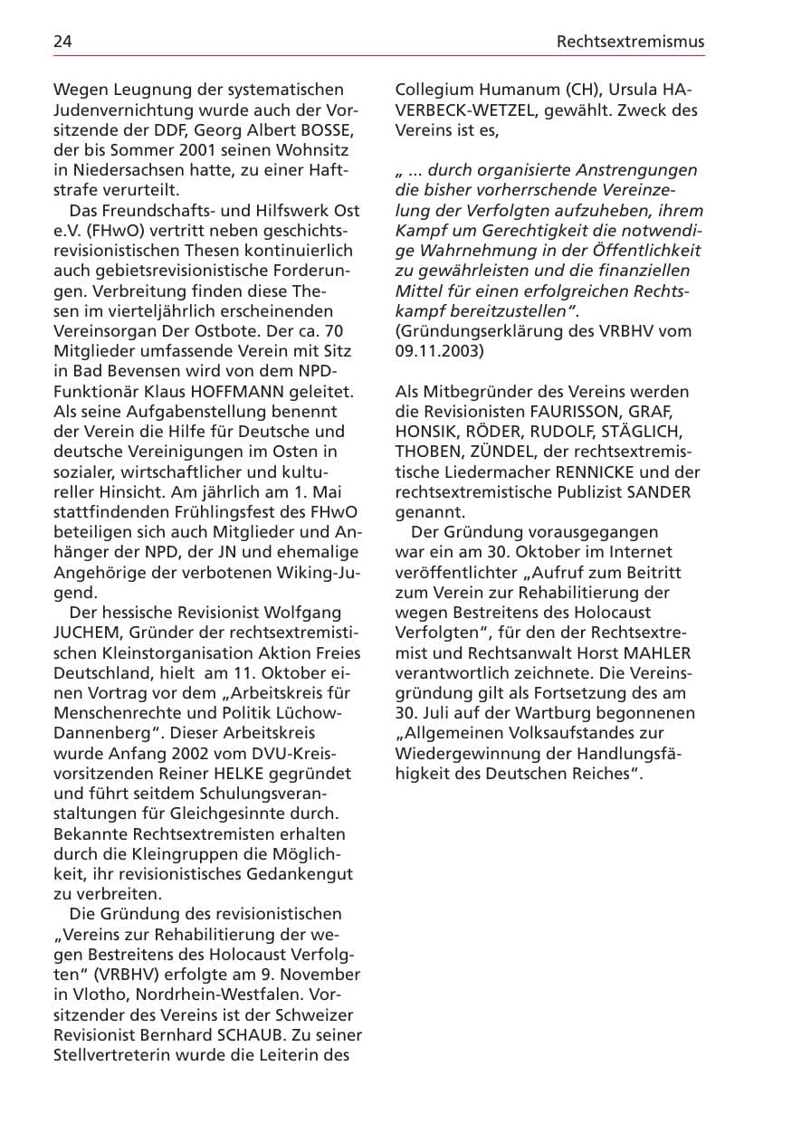 Seite 24 des Verfassungsschutzbericht 2003 Niedersachsen