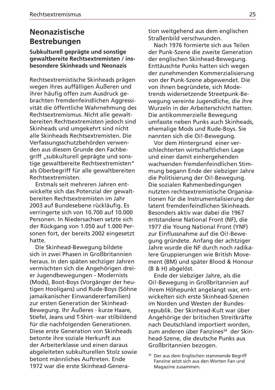 Seite 25 des Verfassungsschutzbericht 2003 Niedersachsen