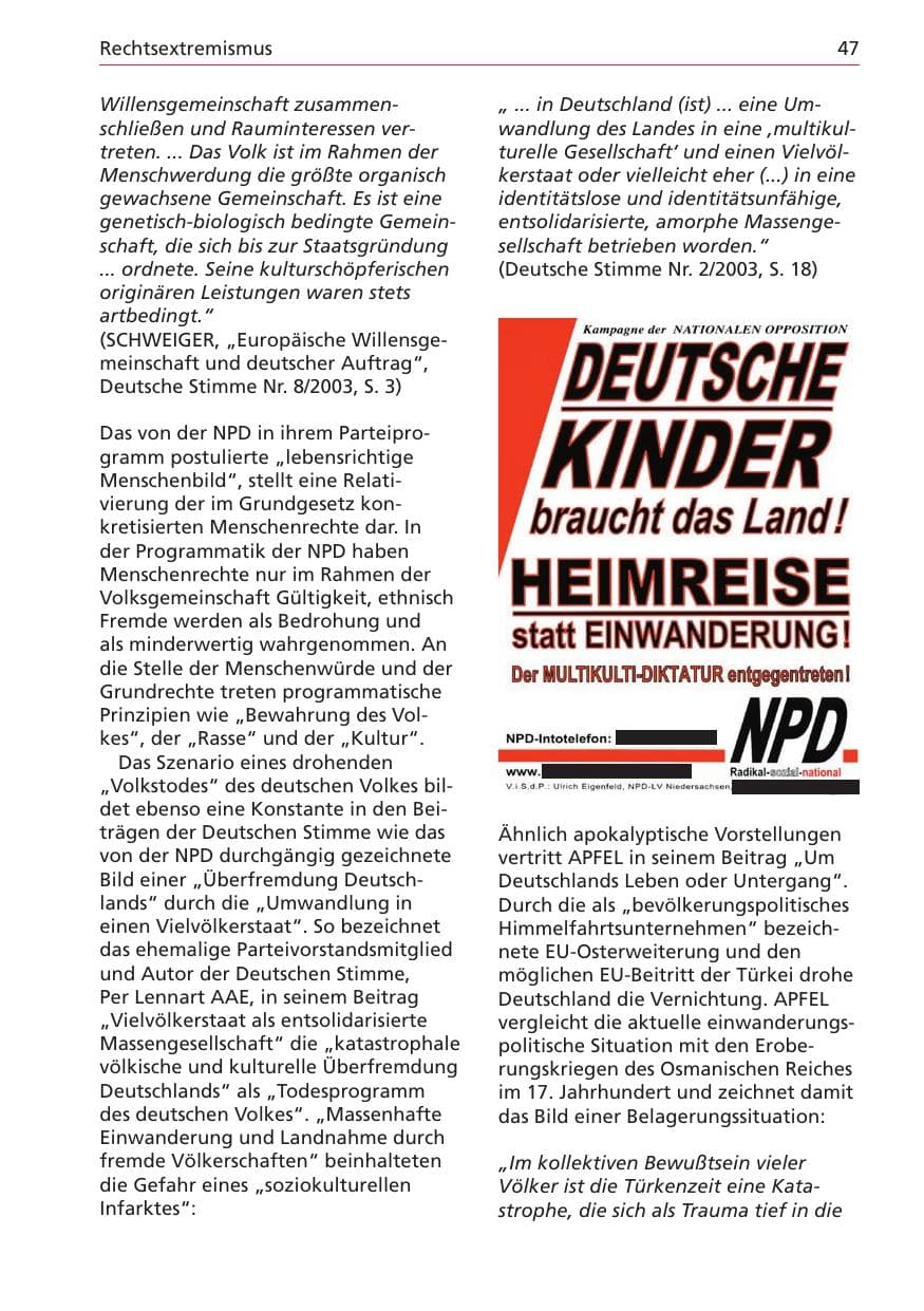 Seite 47 des Verfassungsschutzbericht 2003 Niedersachsen