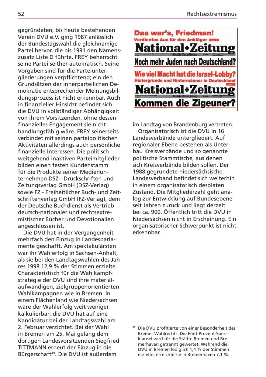 Seite 52 des Verfassungsschutzbericht 2003 Niedersachsen