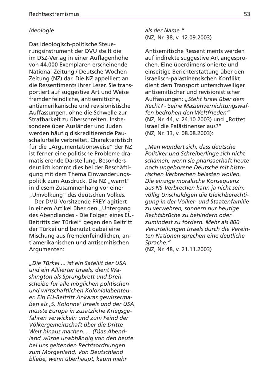 Seite 53 des Verfassungsschutzbericht 2003 Niedersachsen