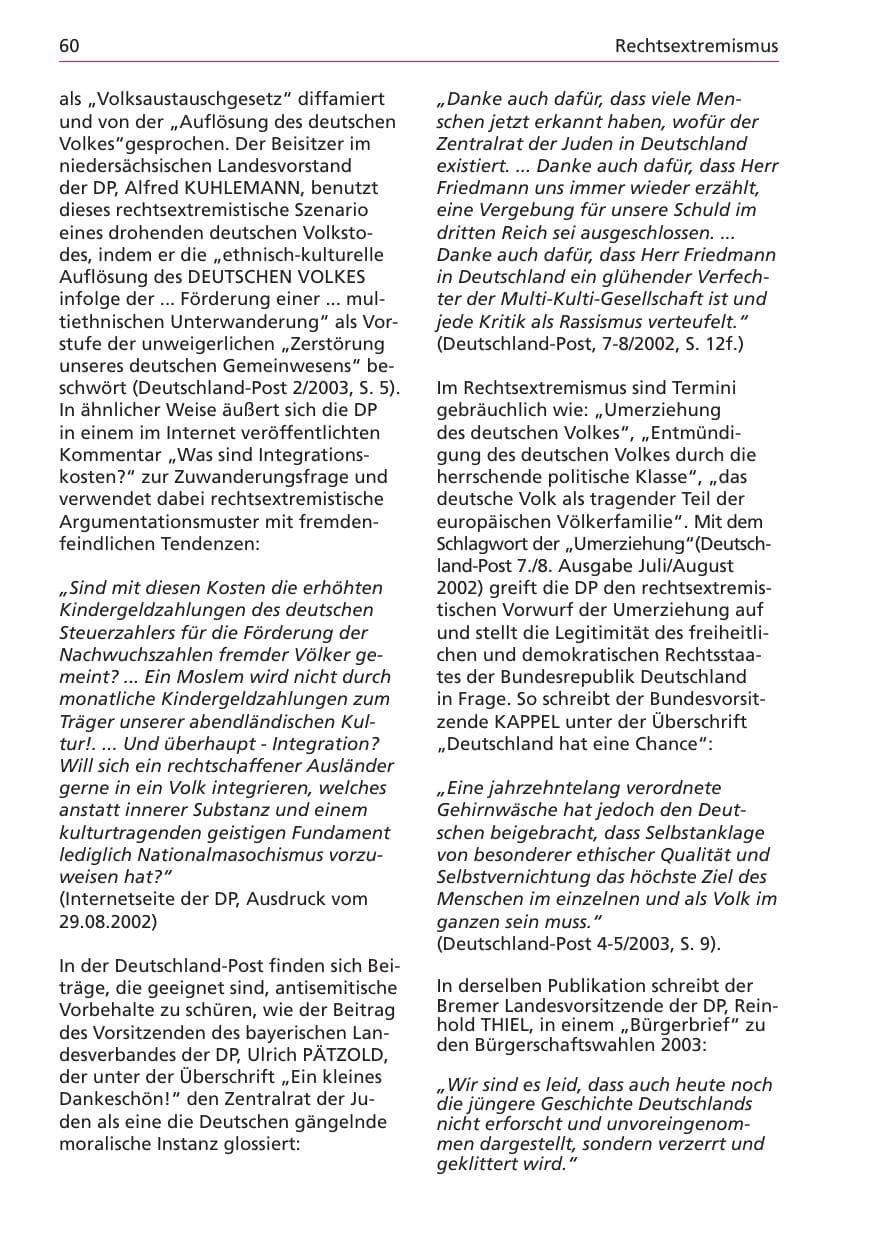 Seite 60 des Verfassungsschutzbericht 2003 Niedersachsen