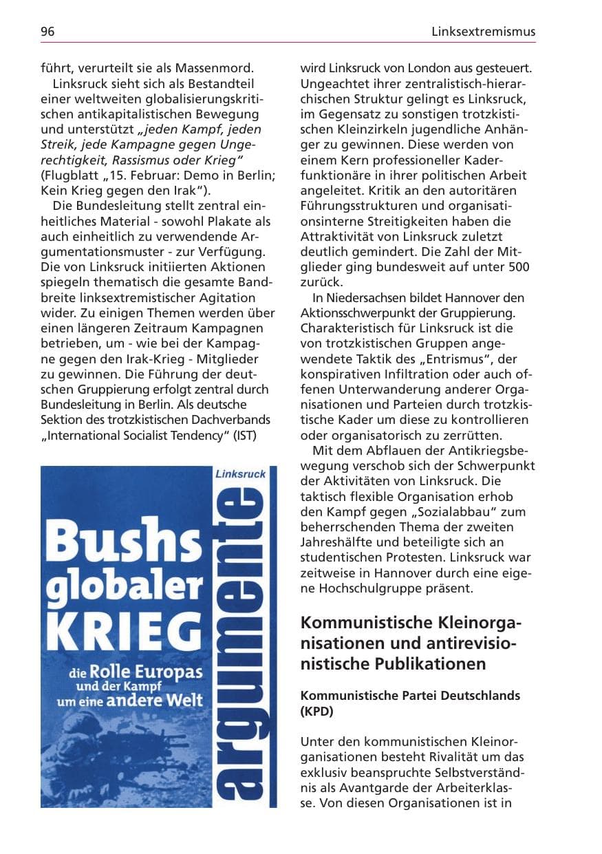 Seite 96 des Verfassungsschutzbericht 2003 Niedersachsen