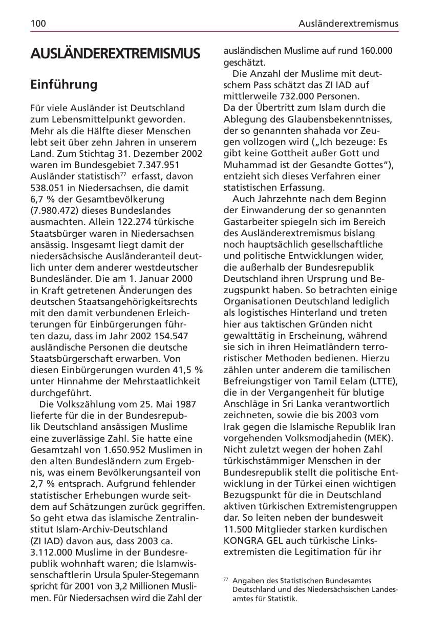 Seite 100 des Verfassungsschutzbericht 2003 Niedersachsen