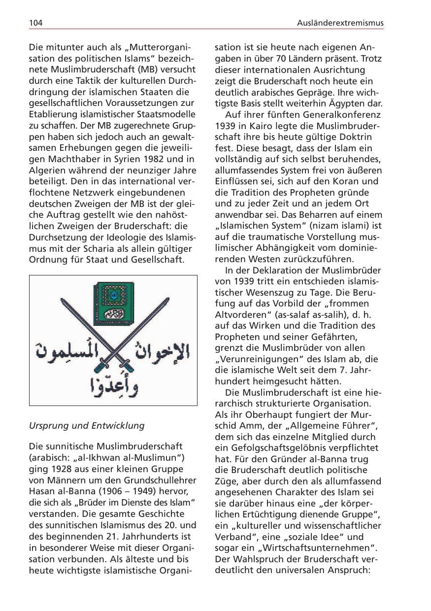 Seite 104 des Verfassungsschutzbericht 2004 Niedersachsen