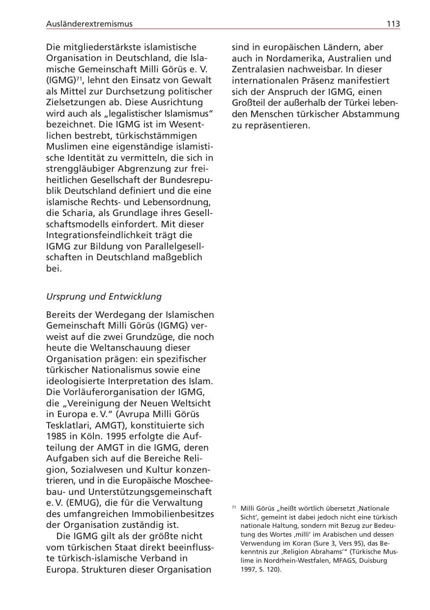 Seite 113 des Verfassungsschutzbericht 2004 Niedersachsen