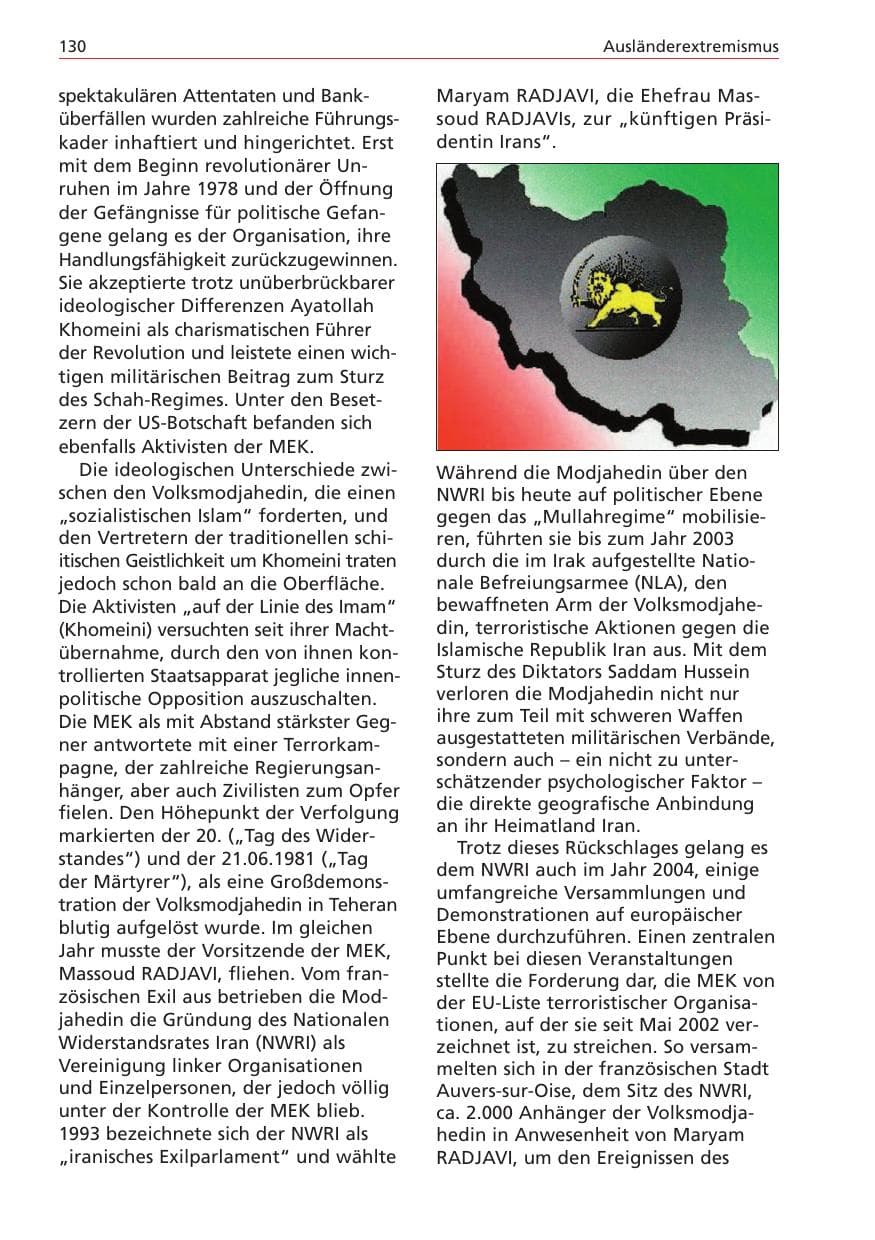 Seite 130 des Verfassungsschutzbericht 2004 Niedersachsen