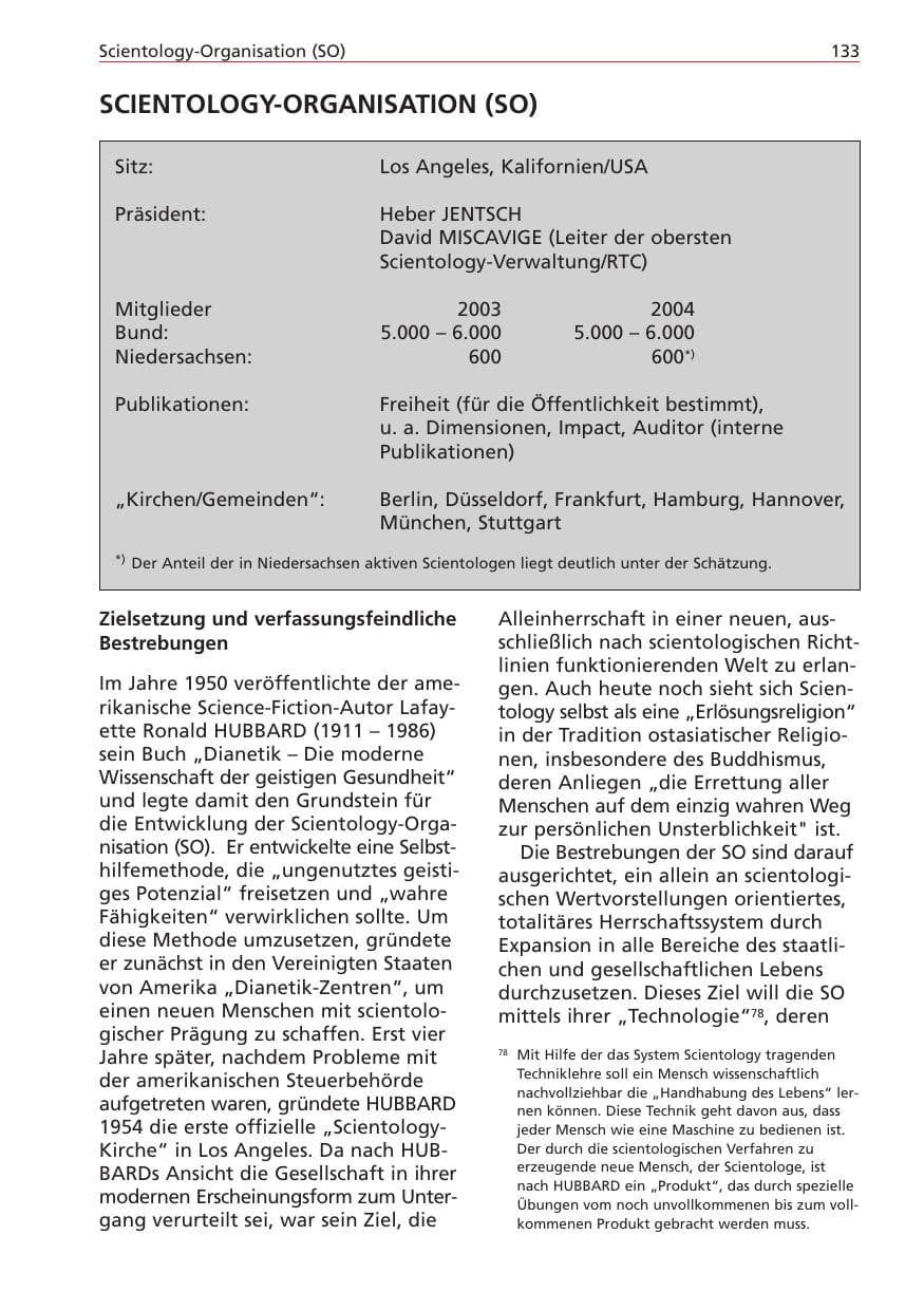 Seite 133 des Verfassungsschutzbericht 2004 Niedersachsen
