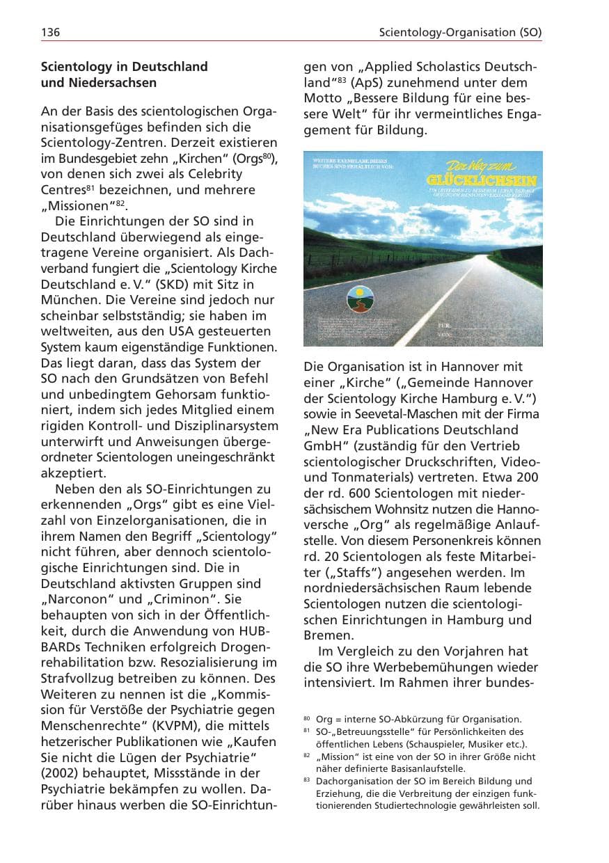 Seite 136 des Verfassungsschutzbericht 2004 Niedersachsen