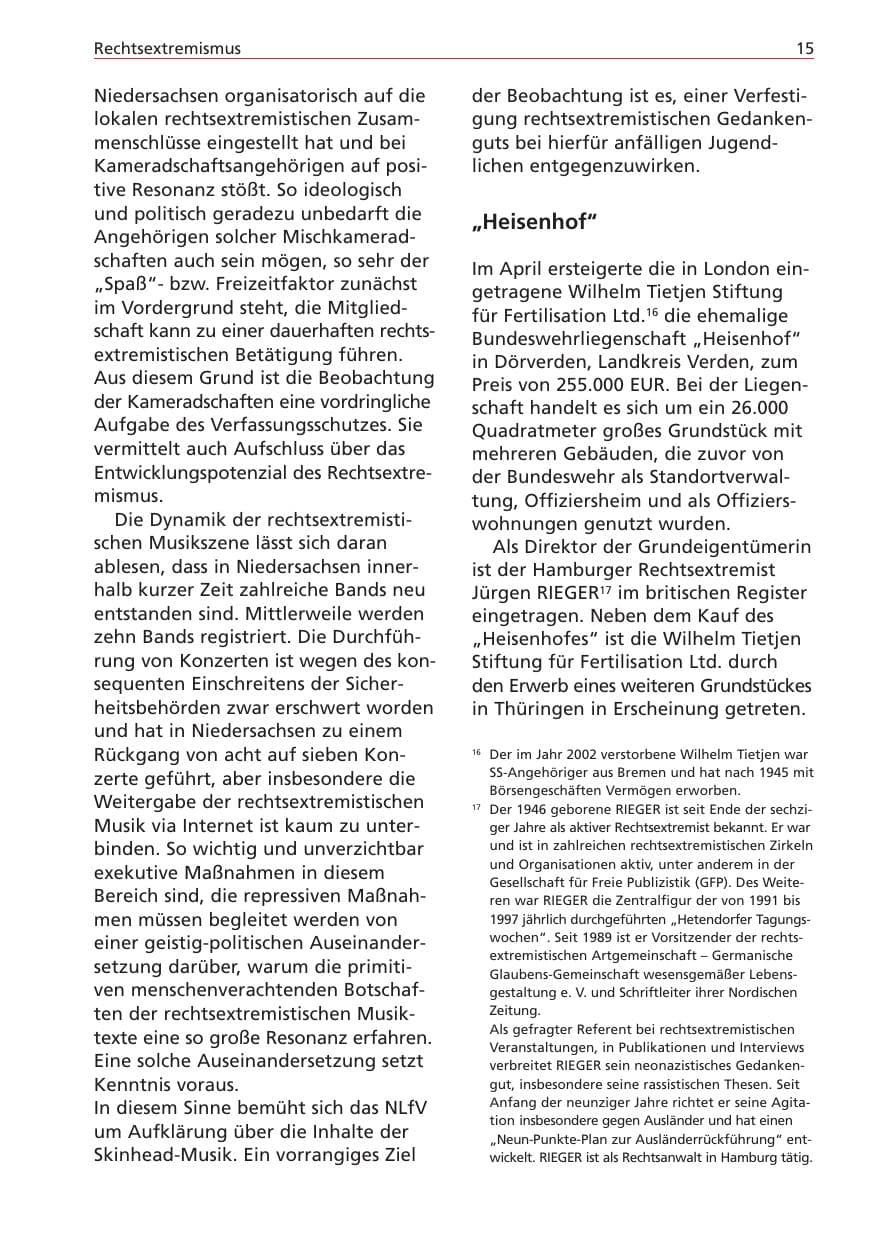 Seite 15 des Verfassungsschutzbericht 2004 Niedersachsen