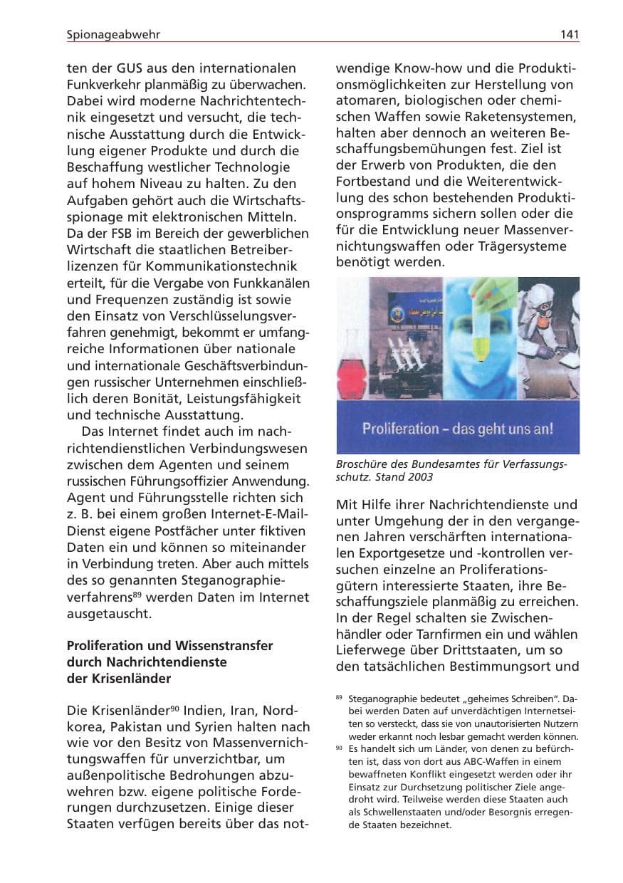Seite 141 des Verfassungsschutzbericht 2004 Niedersachsen
