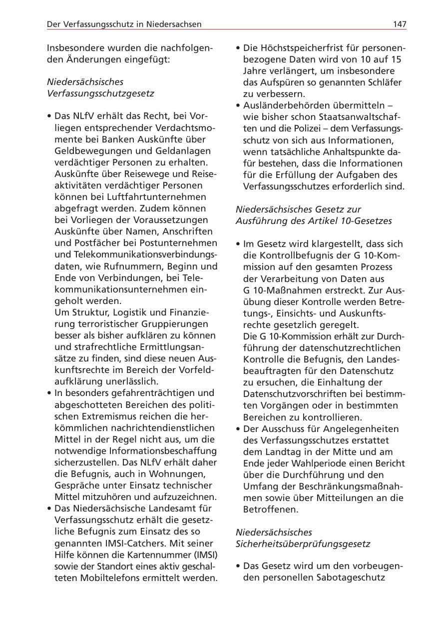 Seite 147 des Verfassungsschutzbericht 2004 Niedersachsen