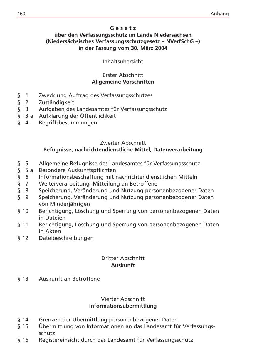 Seite 160 des Verfassungsschutzbericht 2004 Niedersachsen