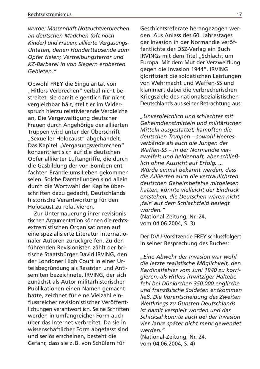 Seite 17 des Verfassungsschutzbericht 2004 Niedersachsen