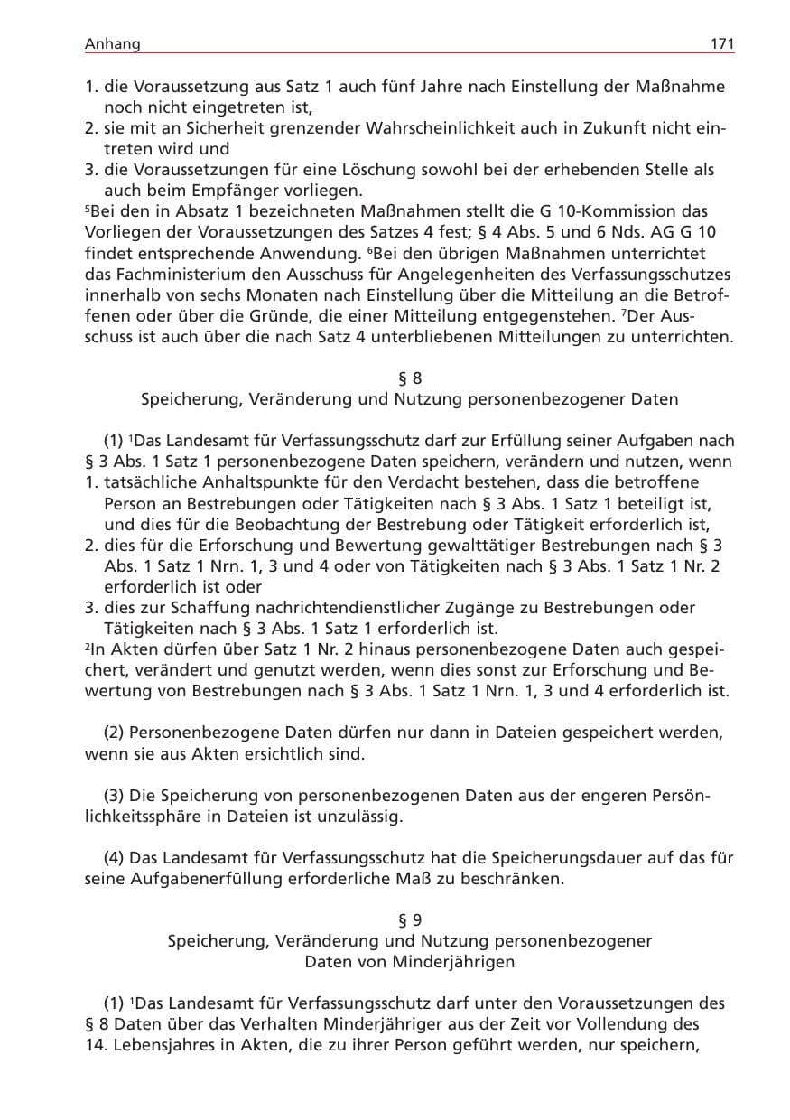 Seite 171 des Verfassungsschutzbericht 2004 Niedersachsen