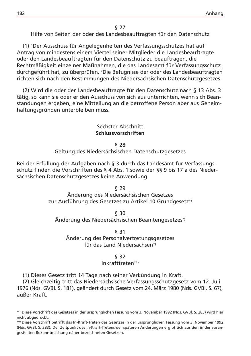 Seite 182 des Verfassungsschutzbericht 2004 Niedersachsen