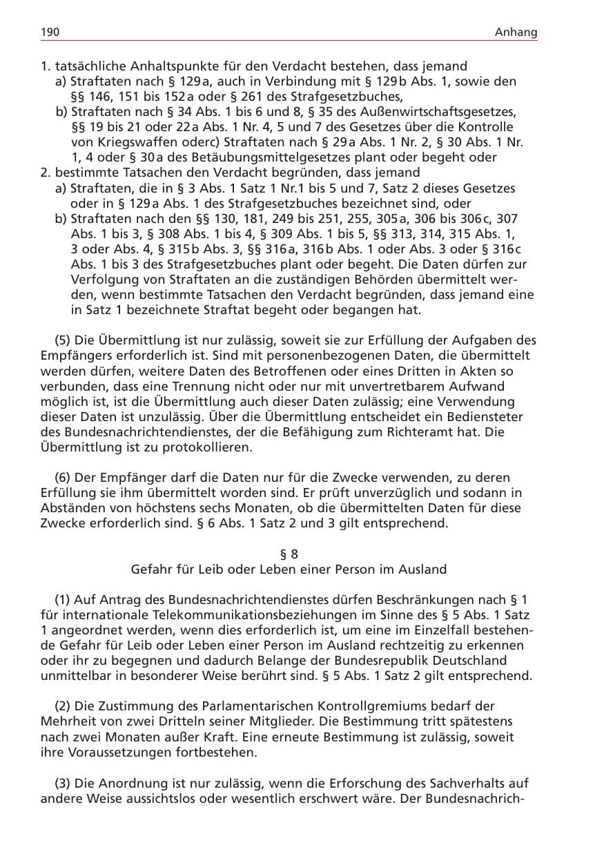Seite 190 des Verfassungsschutzbericht 2004 Niedersachsen