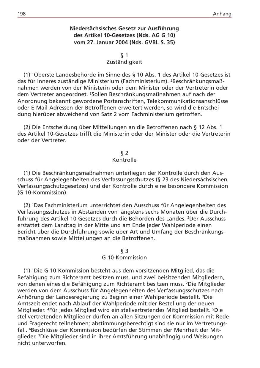 Seite 198 des Verfassungsschutzbericht 2004 Niedersachsen