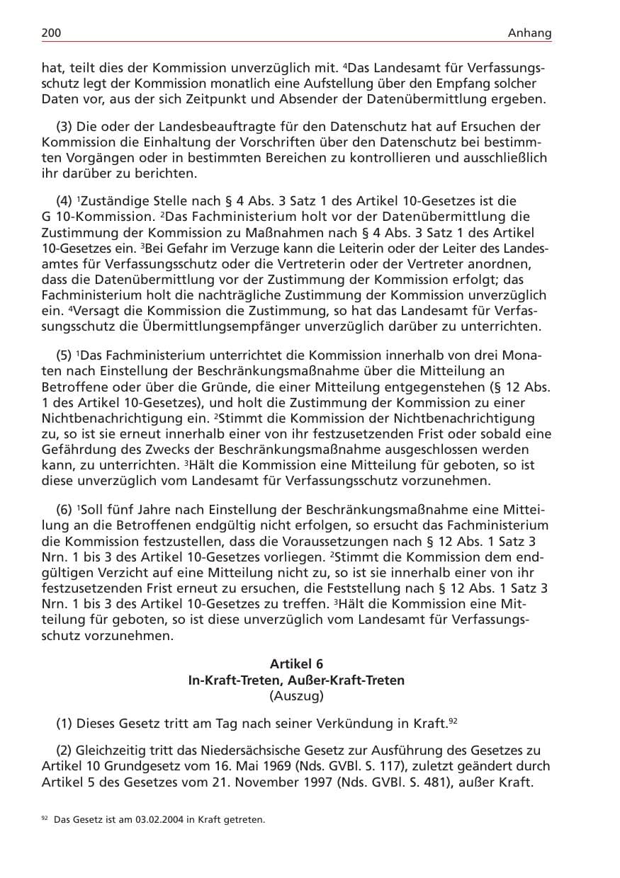 Seite 200 des Verfassungsschutzbericht 2004 Niedersachsen