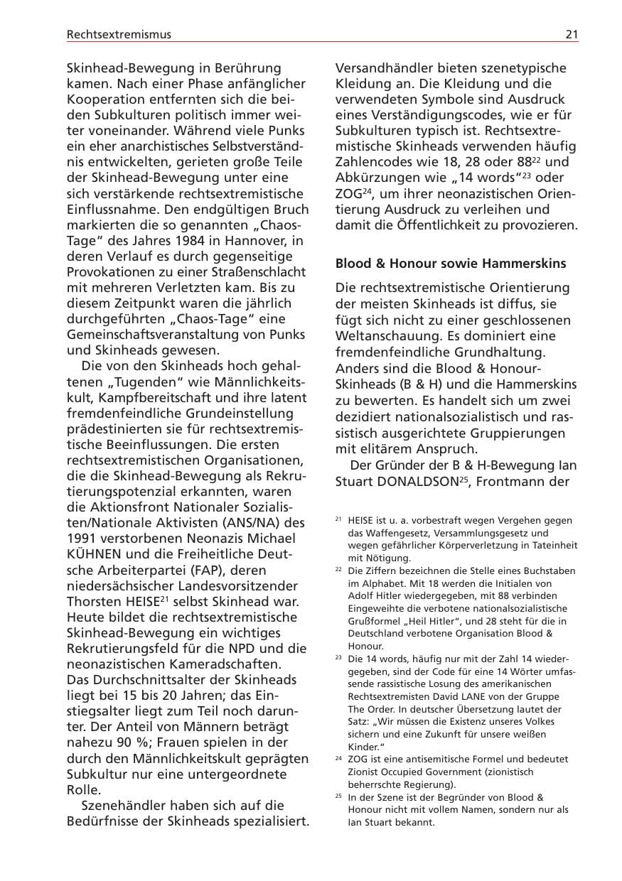 Seite 21 des Verfassungsschutzbericht 2004 Niedersachsen