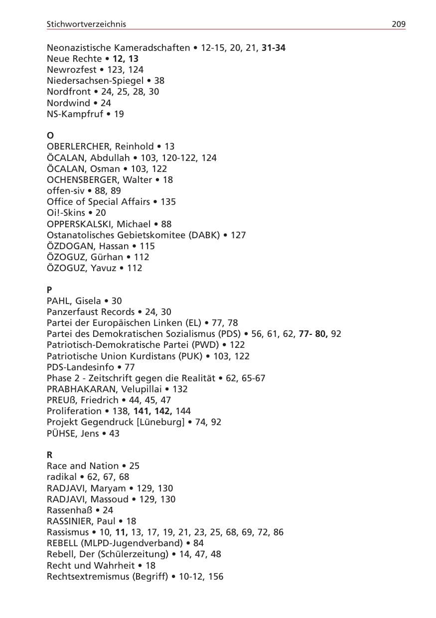 Seite 209 des Verfassungsschutzbericht 2004 Niedersachsen