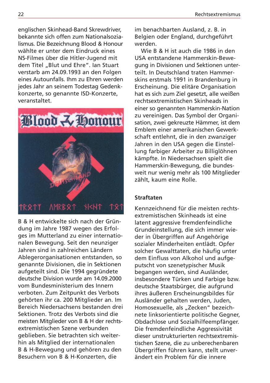Seite 22 des Verfassungsschutzbericht 2004 Niedersachsen