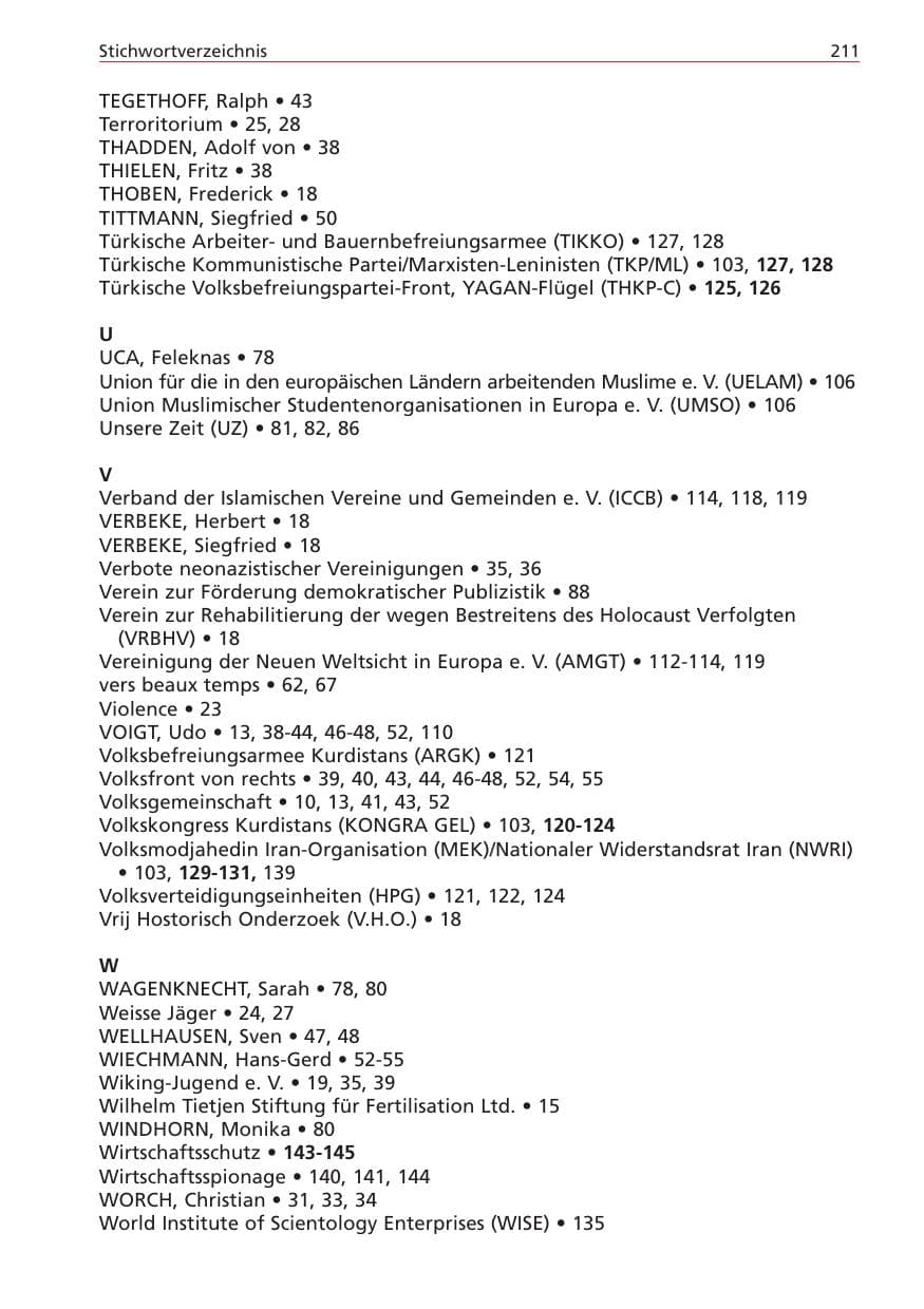 Seite 211 des Verfassungsschutzbericht 2004 Niedersachsen