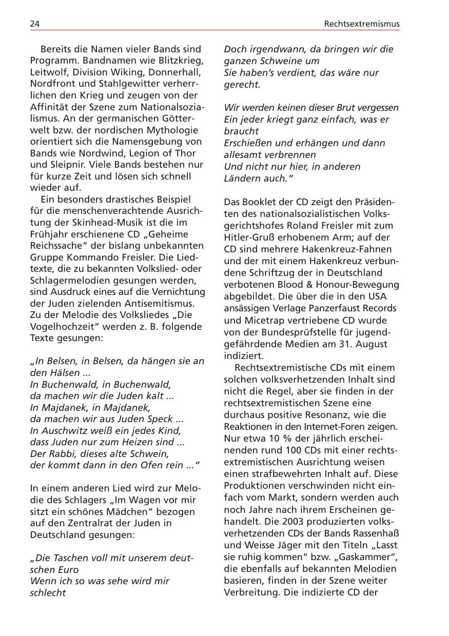 Seite 24 des Verfassungsschutzbericht 2004 Niedersachsen