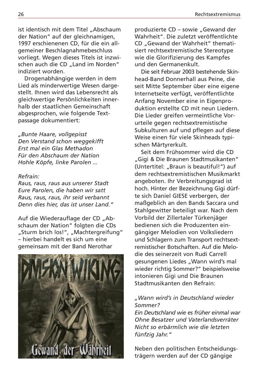 Seite 26 des Verfassungsschutzbericht 2004 Niedersachsen