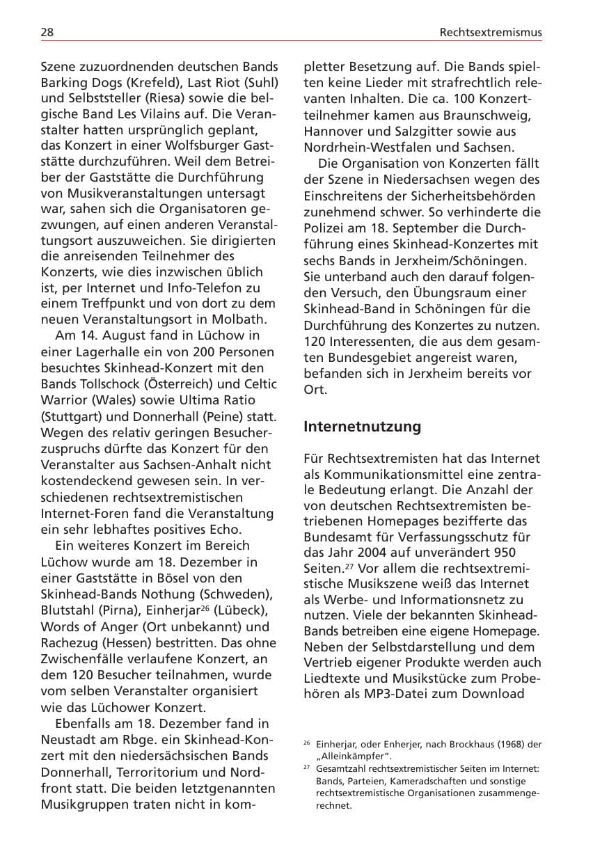 Seite 28 des Verfassungsschutzbericht 2004 Niedersachsen