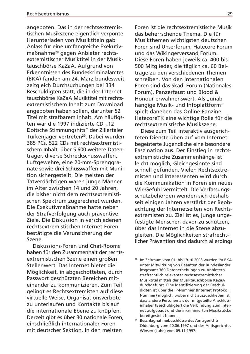 Seite 29 des Verfassungsschutzbericht 2004 Niedersachsen
