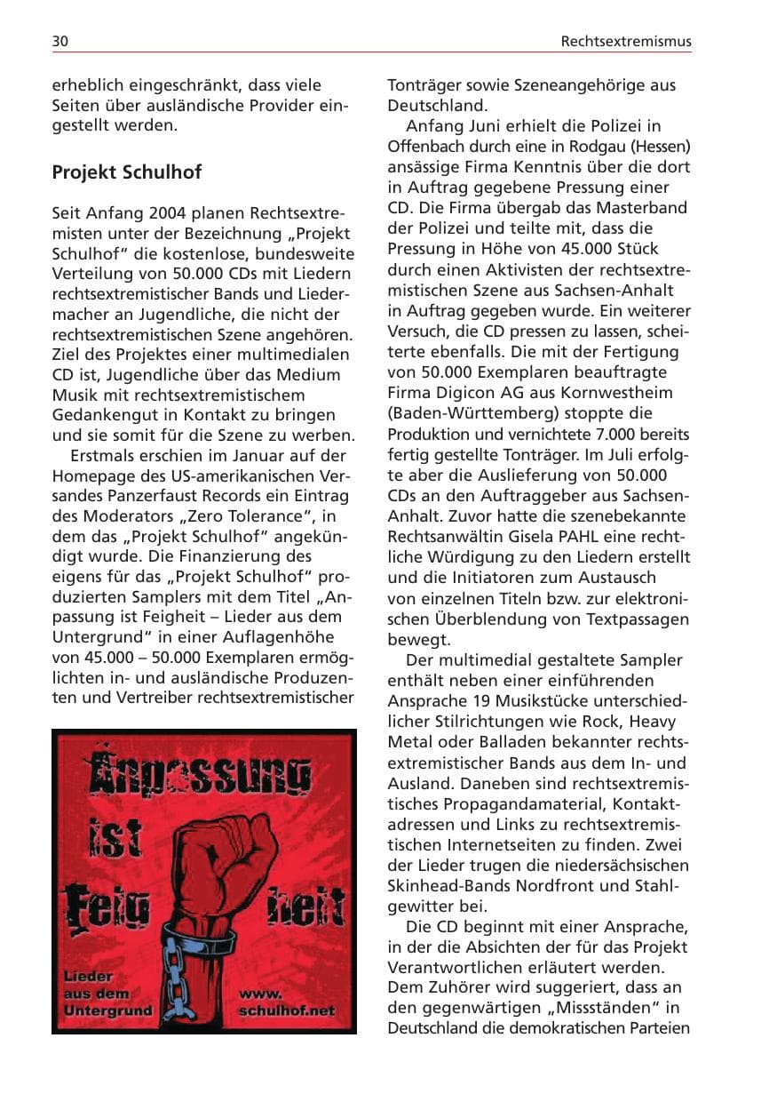 Seite 30 des Verfassungsschutzbericht 2004 Niedersachsen