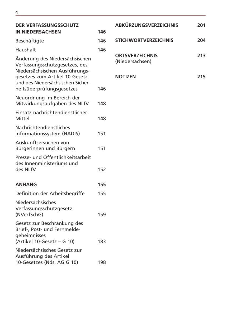 Seite 4 des Verfassungsschutzbericht 2004 Niedersachsen