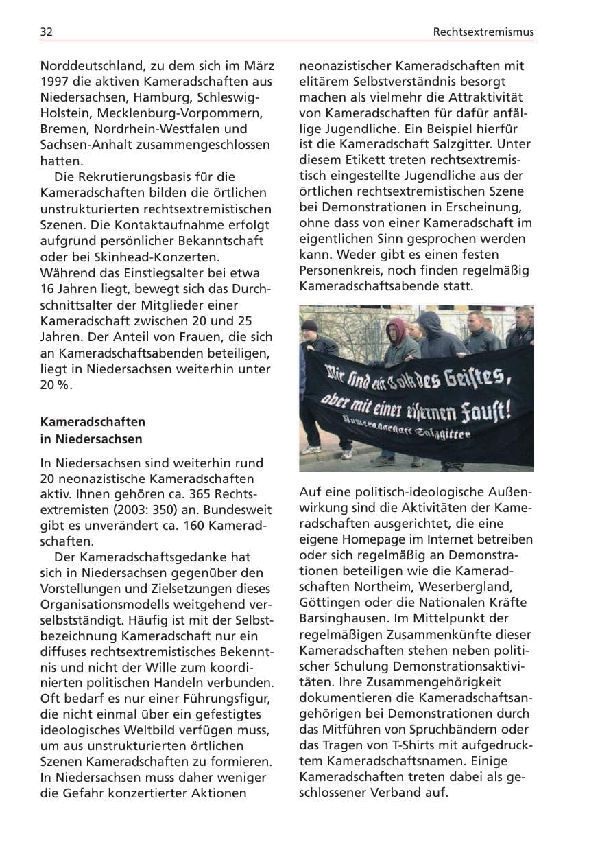 Seite 32 des Verfassungsschutzbericht 2004 Niedersachsen