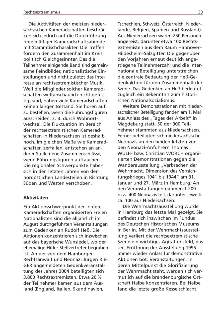 Seite 33 des Verfassungsschutzbericht 2004 Niedersachsen