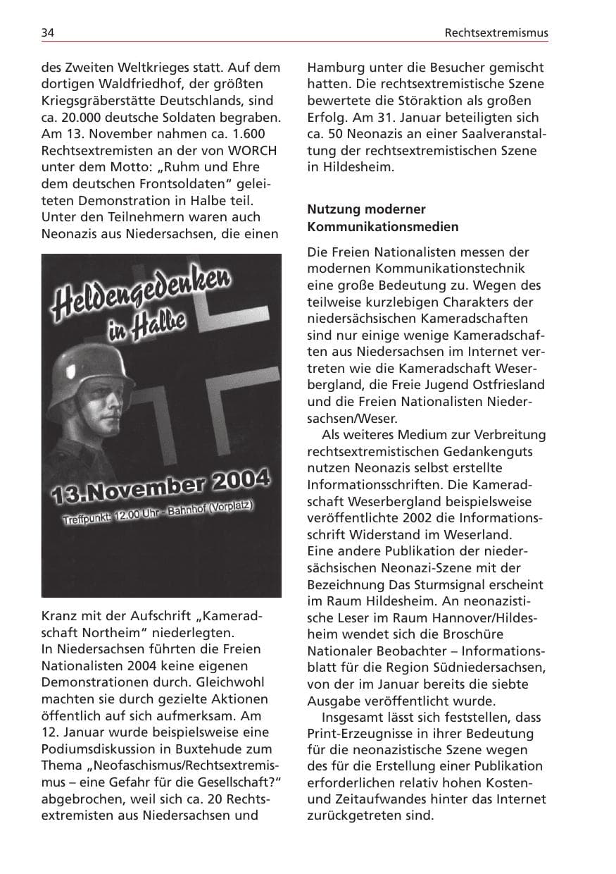 Seite 34 des Verfassungsschutzbericht 2004 Niedersachsen